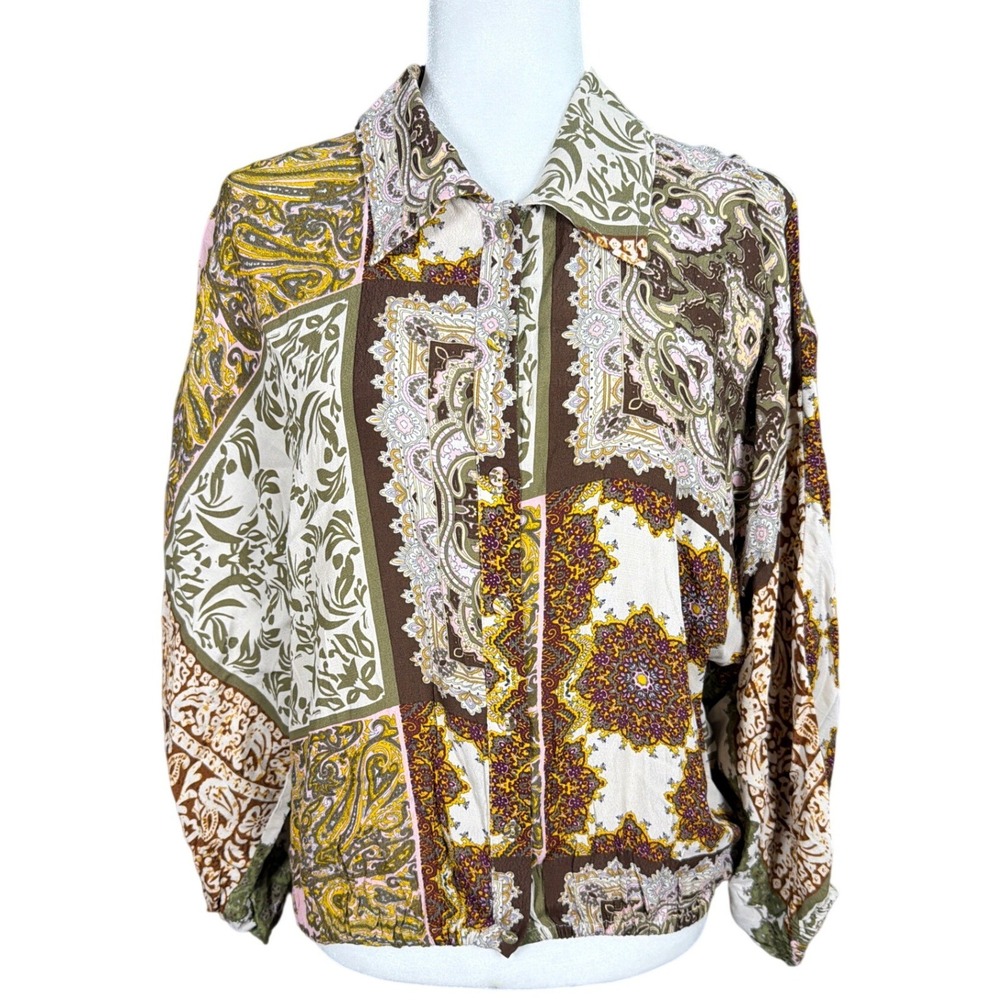 Talisman Australia Patchwork Paisley Blouse XS New Artisan Viscose Button Down